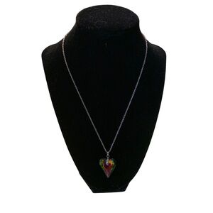 Unbranded Multicolor Glass Heart Pendant Necklace